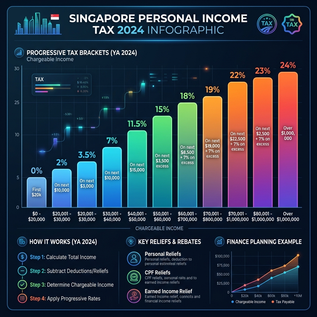 Singapore Personal Income Tax YA 2026 Infographic